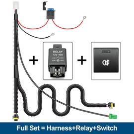 H11 H8 Fog Light Wiring Harness for J'eep 2009-2018 Wrangler JK w/OEM Style ON/Off Switch Kit & 40A 4-Pin Relay Fog Lamps Socket Wire Connector for LED Fog Driving Lights