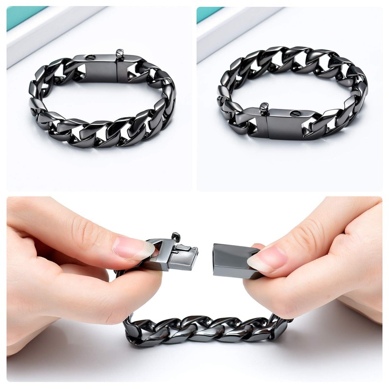 shajwo Cremation Urn Bracelet for Human Ashes for Men,Cuban Link