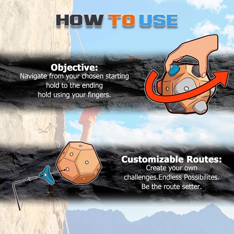 Kenmohuo Handcrafted Boulder Block - Build Strength and Precision, 3D
