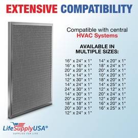 16x24x1 Electrostatic Air Filter, MERV 8, Washable, Reusable Furnace AC/HVAC Filter, Energy Saving, Easy to Clean, Long-Lasting by LifeSupplyUSA