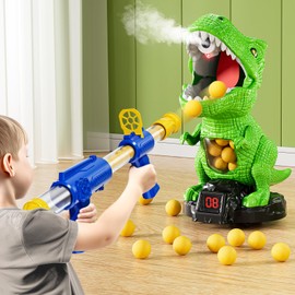 NIPLOOOW Moveable Dinosaur Shooting Toys for Kids 3-8 Years, Movable Shooting Target Toy with Air Pump Guns, Interactive Competition Game for Boys and Girls Ages 3 4 5 6 7 8 Years Old