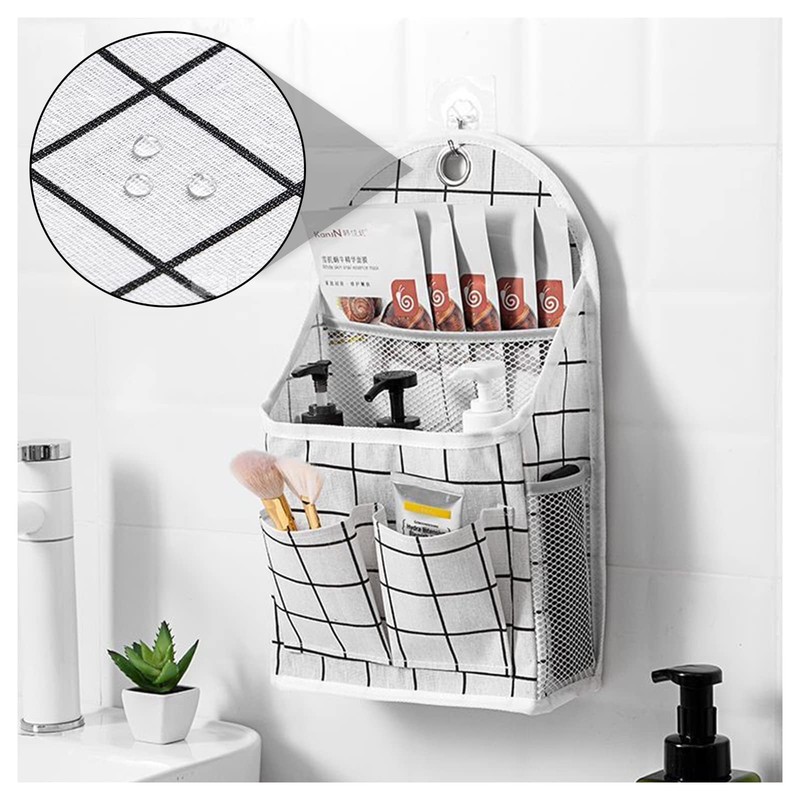 FuninCrea Wall Hanging Storage Bag, 3-Layer Hanging Pocket with Non-marking