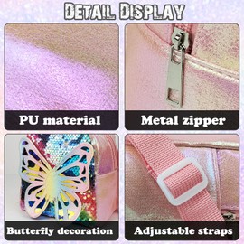 Energather Women's Small Backpack, PU Leather Mini Backpack Small Backpacks for Women and Girls, Butterfly Mini Backpacks Cute Backpack for Travel, Shopping (pink)