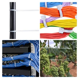 Coollooda Cable Ties 15.7 inches (400 mm), White, 50 Pieces, Cable Tie, Nylon Binding Band, Weather Resistant, Heavy Duty, Outdoor, Durable, Weather Resistant, Cable Fastening, Wire Management, Cable