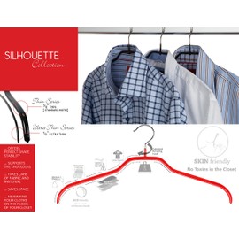 Mawa by Reston Lloyd Silhouette Series Non-Slip Space Saving Clothes Hanger for Shirts and Dresses, Style 41/F, Set of 12, Red