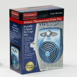 Proselect Deluxe Thermostatic Pet Crate Fan, Ice Blue