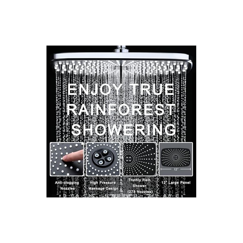 Rain Shower Head with Handheld Showerhead, Chrome 1.8GPM 460311