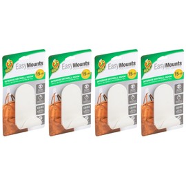 Duck Brand EasyMounts Hooks - Wall Mounted Decorative Hooks for Coats, Bags & Purses - Easy Install J-Hook Holds Up to 15lbs - White, 4-Pack