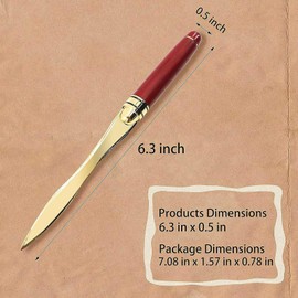 Wooden Handle Letter Opener Envelope Opener Split File Envelope Stationery Opener for Home Office School(Golden)
