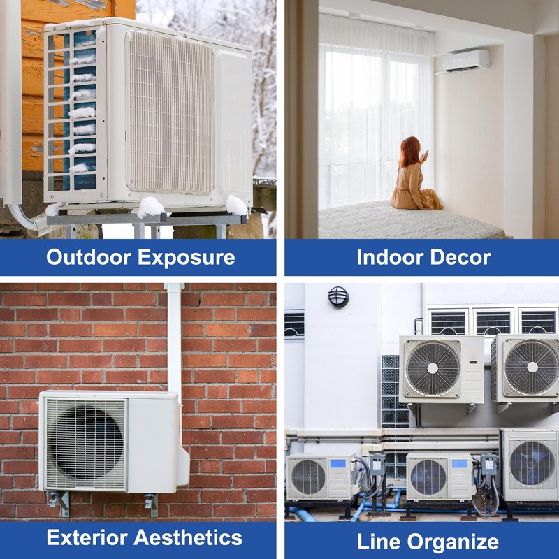 KuriProtect 4” Line Set Cover Parts for Ductless Mini Split