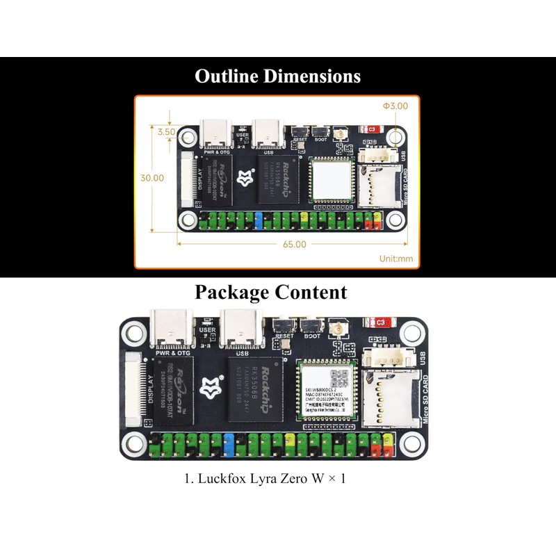 Lyra Zero W Micro Linux Development Board Based On RK3506B