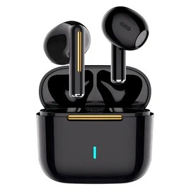 Wireless Bluetooth Earbuds with Wireless Charging Case and Voice Assistant, Built in Microphone, Water Resistant (Black)