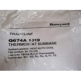HONEYWELL Q674A-1019 Heat AUTO Cool Fan Switch,Thermostat SUBBASE System,USE W/T874A-D/F