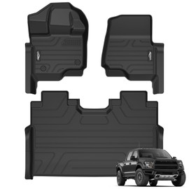 GORWARE Floor Mats for Ford F150 2015-2024/2022-2024 F-150 Lightning SuperCrew Cab,All Weather Car Floor Mats,TPE Automotive Floor Mats,Custom Fit Floor Liners with 1st and 2nd Row Car Floormats