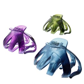 Pack of 6 Assorted Translucent Bright 8cm Octopus Hair Claws/Clamps