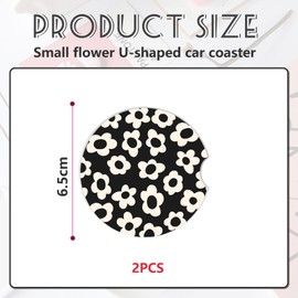 Kotkiddy 2 Pack Aufsorbende Auto Korkunterlagen für Becherhalter, 2,56 Zoll Keramik Stein & Nicht Kratzender Korkuntergrund Getränke Unterlagen (Weiße Blume)