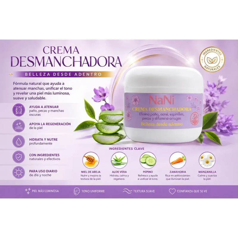 2 Cremas Nani Desmanchadora Facial Día/noche 50ml C/u