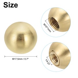 PATIKIL 17.5mm Ball Lamp Finials Caps Knob, 1 Set Solid Brass Lamp Shade Top Decoration Screw Cap Nuts with Brass Reducing Adapter for Table Floor Lamps