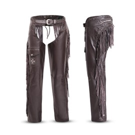 Assless Leather Chaps for Men and Women – Premium Full Grain Cowhide Western Cowboy Motorcycle Chaps – Handmade (Dark Brown, 3X-Large)