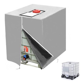 IBC Tote Cover,DWcouple IBC Water Tank Cover for 1000L IBC Tank Container, Water Tank Dustproof Protective Sun-resistant IBC Outdoor Cover with Zip for Tank Rain Tank Container (Silver)