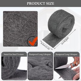 Steel Wool, 0000 Steel Wool, 2 Rolls Stainless Steel Wool, Steel Wool Set, Steel Wool Against Rats, Steel Wool Against Mice, Steel Wool Mouse Trap Fills Holes and Wall Cracks for Home, Garage, Garden