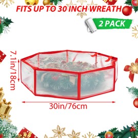 LDXDRU 2 Pack Wreath Storage Container, 30" Wreath Storage Bag, Clear Zippered Storage Bag with Sturdy Handles, Plastic Wreath Boxes for Storage Wreath, Bed Sheet, Toys, Pillow & Blanket
