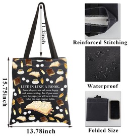PLITI Funny Book Lover Tote Bag Library Gift Literature Gift Bookworm Gift Book Club Inspirational Quote Shoulder Bag (Life Like Book TGblCA)