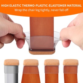24 PCS Rectangle Clear Silicone Chair Leg Floor Protectors with Felt, Rectangle Chair Leg Caps, Chair Leg Covers Cups for Chair Table, Anti- Scratches and No Noise, (Fit L :1.3-1.7", W: 0.6-0.9")