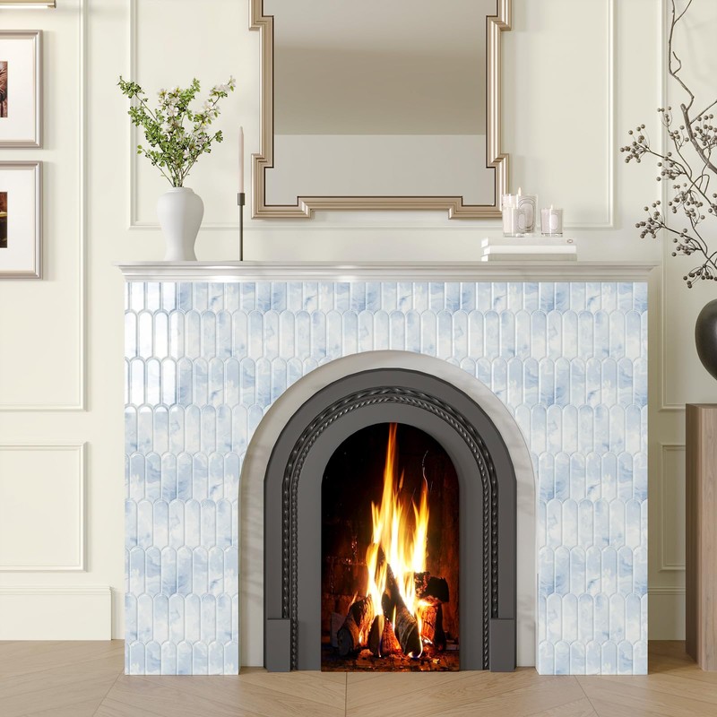 CHIHUT 6 Sheets Blue and White Marble Gradient Picket Shaped