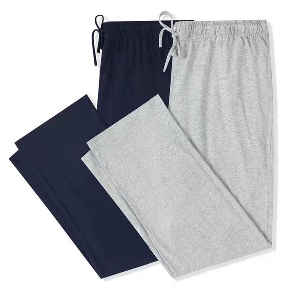 U2SKIIN 2 Pack Mens Pajama Pants Soft, Lightweight Lounge Pant with Pockets Sleep Pj Bottoms for Men(Navy&Light Grey Mel.,L)