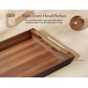 Dofira Acacia Wood Serving Tray with Metal Handles, 17x13in Large