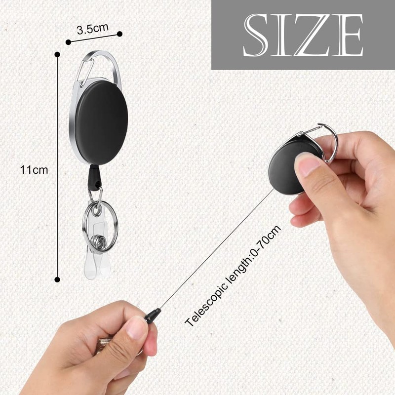 Vicloon Retractable Badge Reels, 3 Pcs Reel Clips Extendable Key