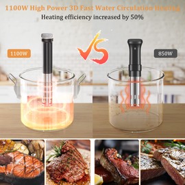 Sixfivsevn Sous Vide Cooker, Sous Vide Machine 1100 W, Immersion Circulator Precisional Cooker with Touch Control, Accurate Temperature, Ultra-quiet, IPX7 Waterproof, Fast Heating and Time Control