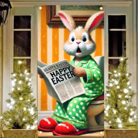 BlissYard Easter Door Cover Cute Rabbit Door Party Decoration Supplies 35 x 71 inches Spring Easter Holiday Party Photography Background Decoration Easter Door Porch Logo Banner