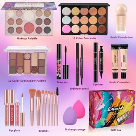 Makeup Kit for Women Teens Full Kit Makeup Set for Teenagers Eyeshadow Palette Foundation Makeup Kits for Teen Girls Makeup Gift Sets for Women Christmas Teens