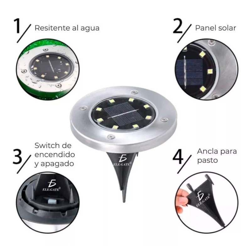 EGTMA Kit 4 Estacas Lamparas Led Solares Para Decoración Jardines