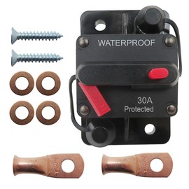 DEARCOOL Car Circuit Breaker 30A w/Manual Reset Switch Inline Fuse Holder Inverter 12V-48V DC for Motor Trolling Vehicles Audio Radio Solar System Protection with Wire Lugs Copper Washer Screws