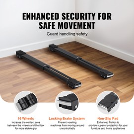 Happybuy 660 lbs Load Capacity Heavy Duty Appliance Rollers, Extendable Mobile Base for Washing Machines, Fridge Stand Dolly for Refrigerators, Dryers, Dishwashers, Black