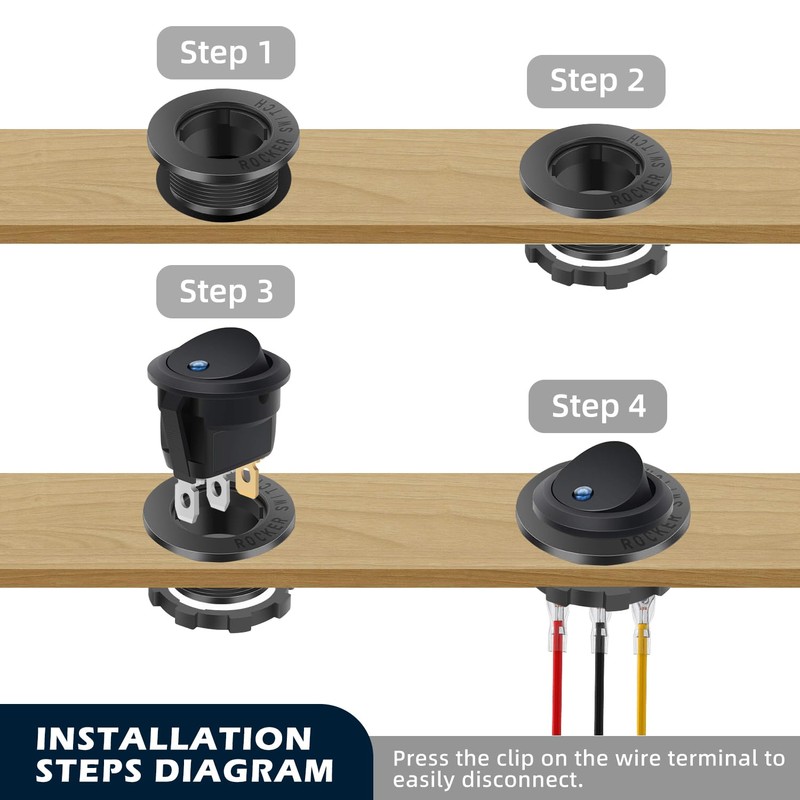 Waterproof Round Rocker Switch, Waterproof Toggle Switch, 8 Pack Toggle