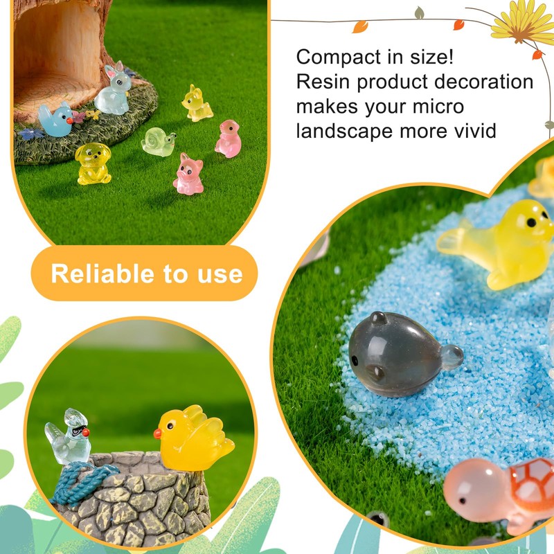 250 pcs Luminous Mini Resin Animals Many Styles Variety Tiny