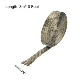 MECCANIXITY Heat Shield Sleeve, 3/16" ID 10 Feet Heat Sleeve Automotive Wire Heat Shield Fuel Line Heat Shield Sleeve Heat Sleeve Heat Wrap 800 Degree for Wires, Titanium Color