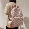 MININAI MININAI Y2K Aesthetic Checkered Backpack with Kawaii Pendant Checkerboard