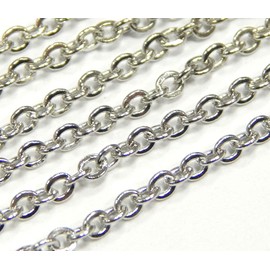 Perlin - 3 Metres Stainless Steel Chain Metal Chain Stainless Steel Link Chain Cable Chain Link Round Curb Chain 2 x 2.5 mm Silver Colour Sold by the Metre for Jewellery Accessories DIY M424 x 3