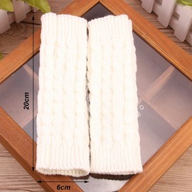 Scettar Hand Warmers, 2 Pairs Soft Knitted Gloves Without Fingers, Winter Gloves Fingerless for Girls, Fingerless Gloves Women for Christmas/Birthday Gift, Dark grey/white