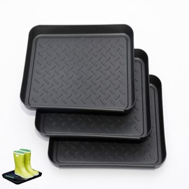 ERFGT 3-Piece Shoe Drip Tray Set, Shoe Drip Tray, Shoe Drip Tray, Shoe Mat, Shoe Drip Tray 35 x 27.5 cm, Shoe Rack, Shoe Drip Tray for Indoor and Outdoor Use, Black