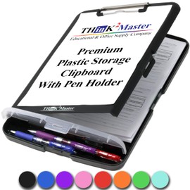 Think2Master Black Plastic Storage Clipboard with Pencil Holder. | 25% Heavier & 25% Sturdier| Heavy Duty. Must Have for Nurses, Teachers & Classrooms.