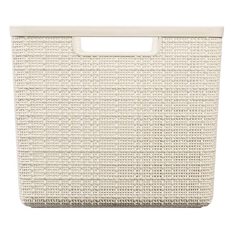 Curver Basket Jute 100% Plastic Recycled Rectangular, White Red, L: