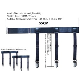 WannGe Men Shirt Stays Adjustable Elastic Shirt Garter Shirts Holder with Non-slip Locking Clamps Anti-Slip Clips, 1 Pair Straight Band Black