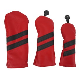 Club Headcover PU Club Covers Wood Fairway Hybrid Rotatable Label 3 Size Club Protector for Sports Outdoor Red
