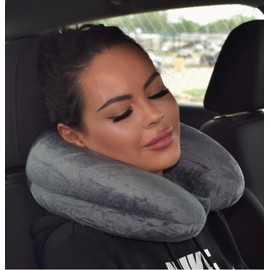 Wolf Essentials Adult Cozy Soft Microfiber Neck Pillow for Travel – Compact, Machine Washable - Perfect for Airplane, Car, or Home Use - Charcoal | Wolf Essentials